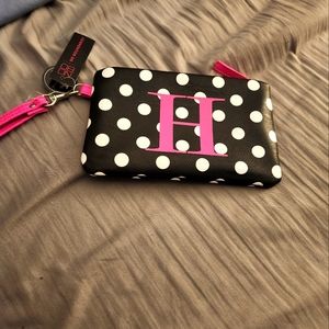 Polka dot letter H wristlet